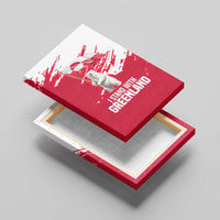 I Stand With Greenland Polar Bear Canvas Wall Art with Splattered Flag Pattern