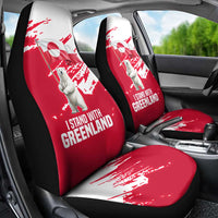 I Stand With Greenland Polar Bear Car Seat Cover with Splattered Flag Pattern
