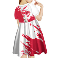 I Stand With Greenland Polar Bear Kid Short Sleeve Dress with Splattered Flag Pattern