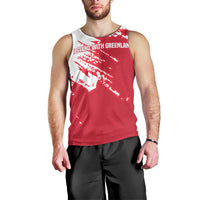 I Stand With Greenland Polar Bear Men Tank Top with Splattered Flag Pattern