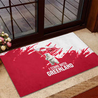 I Stand With Greenland Polar Bear Rubber Doormat with Splattered Flag Pattern