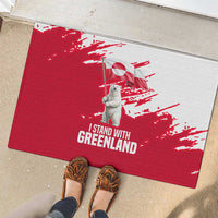 I Stand With Greenland Polar Bear Rubber Doormat with Splattered Flag Pattern
