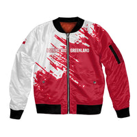 I Stand With Greenland Polar Bear Sleeve Zip Bomber Jacket with Splattered Flag Pattern