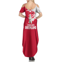 I Stand With Greenland Polar Bear Summer Maxi Dress with Splattered Flag Pattern