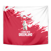 I Stand With Greenland Polar Bear Tapestry with Splattered Flag Pattern
