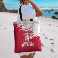 I Stand With Greenland Polar Bear Tote Bag with Splattered Flag Pattern
