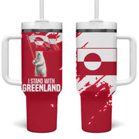 I Stand With Greenland Polar Bear Tumbler With Handle with Splattered Flag Pattern