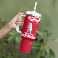 I Stand With Greenland Polar Bear Tumbler With Handle with Splattered Flag Pattern