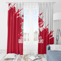 I Stand With Greenland Polar Bear Window Curtain with Splattered Flag Pattern