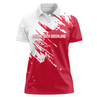 I Stand With Greenland Polar Bear Women Polo Shirt with Splattered Flag Pattern