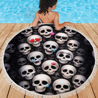 Emoji Skulls Beach Blanket Moodboard of the Dead