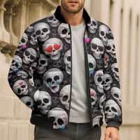 Emoji Skulls Bomber Puffer Jacket Moodboard of the Dead