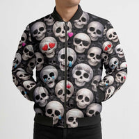 Emoji Skulls Bomber Puffer Jacket Moodboard of the Dead