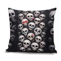 Emoji Skulls Pillow Cover Moodboard of the Dead