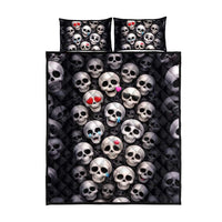 Emoji Skulls Quilt Bed Set Moodboard of the Dead