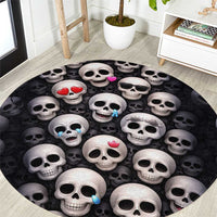 Emoji Skulls Round Carpet Moodboard of the Dead