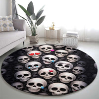 Emoji Skulls Round Carpet Moodboard of the Dead