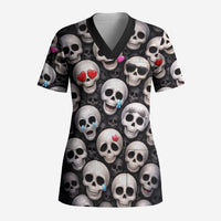 Emoji Skulls Scrub Top Moodboard of the Dead