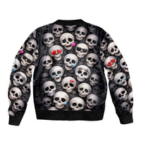 Emoji Skulls Sleeve Zip Bomber Jacket Moodboard of the Dead