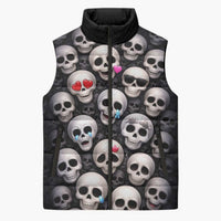 Emoji Skulls Sleeveless Puffer Jacket Moodboard of the Dead
