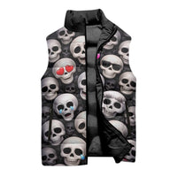 Emoji Skulls Sleeveless Puffer Jacket Moodboard of the Dead