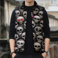 Emoji Skulls Sleeveless Puffer Jacket Moodboard of the Dead
