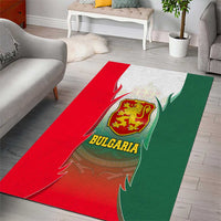 Bulgaria National Crest Area Rug with Tricolor Design and Folk Cuff Pattern