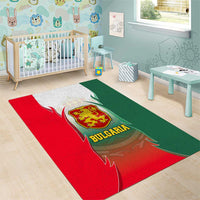 Bulgaria National Crest Area Rug with Tricolor Design and Folk Cuff Pattern