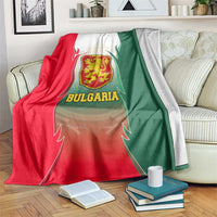 Bulgaria National Crest Blanket with Tricolor Design and Folk Cuff Pattern