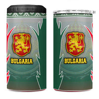 Bulgaria National Crest 4 in 1 Can Cooler Tumbler with Tricolor Design and Folk Cuff Pattern