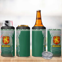 Bulgaria National Crest 4 in 1 Can Cooler Tumbler with Tricolor Design and Folk Cuff Pattern