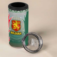 Bulgaria National Crest 4 in 1 Can Cooler Tumbler with Tricolor Design and Folk Cuff Pattern
