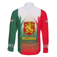 Bulgaria National Crest Family Matching Off Shoulder Short Dress and Hawaiian Shirt with Tricolor Design and Folk Cuff Pattern