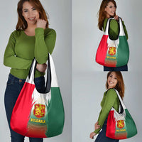 Bulgaria National Crest Grocery Bag with Tricolor Design and Folk Cuff Pattern