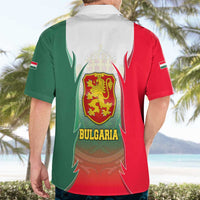 Bulgaria National Crest Hawaiian Shirt with Tricolor Design and Folk Cuff Pattern