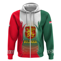 Bulgaria National Crest Hoodie with Tricolor Design and Folk Cuff Pattern