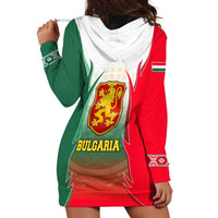 Bulgaria National Crest Hoodie Dress with Tricolor Design and Folk Cuff Pattern