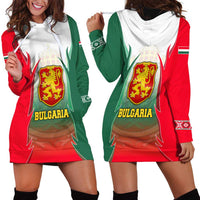 Bulgaria National Crest Hoodie Dress with Tricolor Design and Folk Cuff Pattern