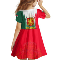 Bulgaria National Crest Kid Short Sleeve Dress with Tricolor Design and Folk Cuff Pattern