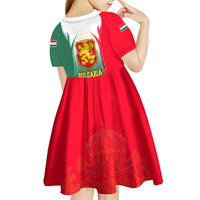 Bulgaria National Crest Kid Short Sleeve Dress with Tricolor Design and Folk Cuff Pattern