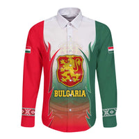 Bulgaria National Crest Long Sleeve Button Shirt with Tricolor Design and Folk Cuff Pattern