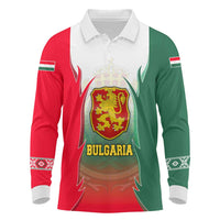 Bulgaria National Crest Long Sleeve Polo Shirt with Tricolor Design and Folk Cuff Pattern