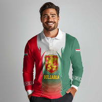 Bulgaria National Crest Long Sleeve Polo Shirt with Tricolor Design and Folk Cuff Pattern