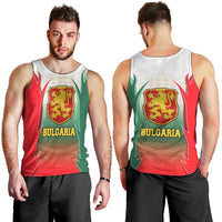 Bulgaria National Crest Men Tank Top with Tricolor Design and Folk Cuff Pattern