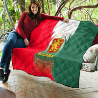 Bulgaria National Crest Quilt with Tricolor Design and Folk Cuff Pattern