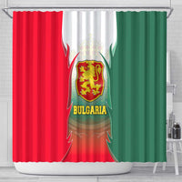 Bulgaria National Crest Shower Curtain with Tricolor Design and Folk Cuff Pattern