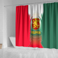 Bulgaria National Crest Shower Curtain with Tricolor Design and Folk Cuff Pattern