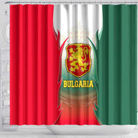 Bulgaria National Crest Shower Curtain with Tricolor Design and Folk Cuff Pattern