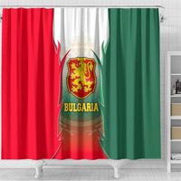 Bulgaria National Crest Shower Curtain with Tricolor Design and Folk Cuff Pattern