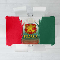 Bulgaria National Crest Tablecloth with Tricolor Design and Folk Cuff Pattern